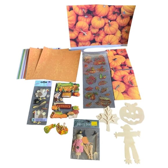 Fall & Halloween Scrapbooking Kit - Stickers Cutouts Patterned Paper & Embellish - Picture 1 of 13